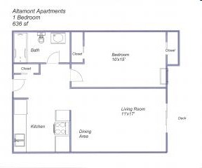 1 Bed, 1 Bath Model floor plan